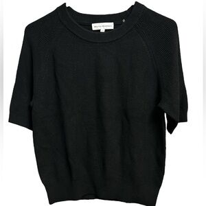 White + Warren Classic Black Knit Top